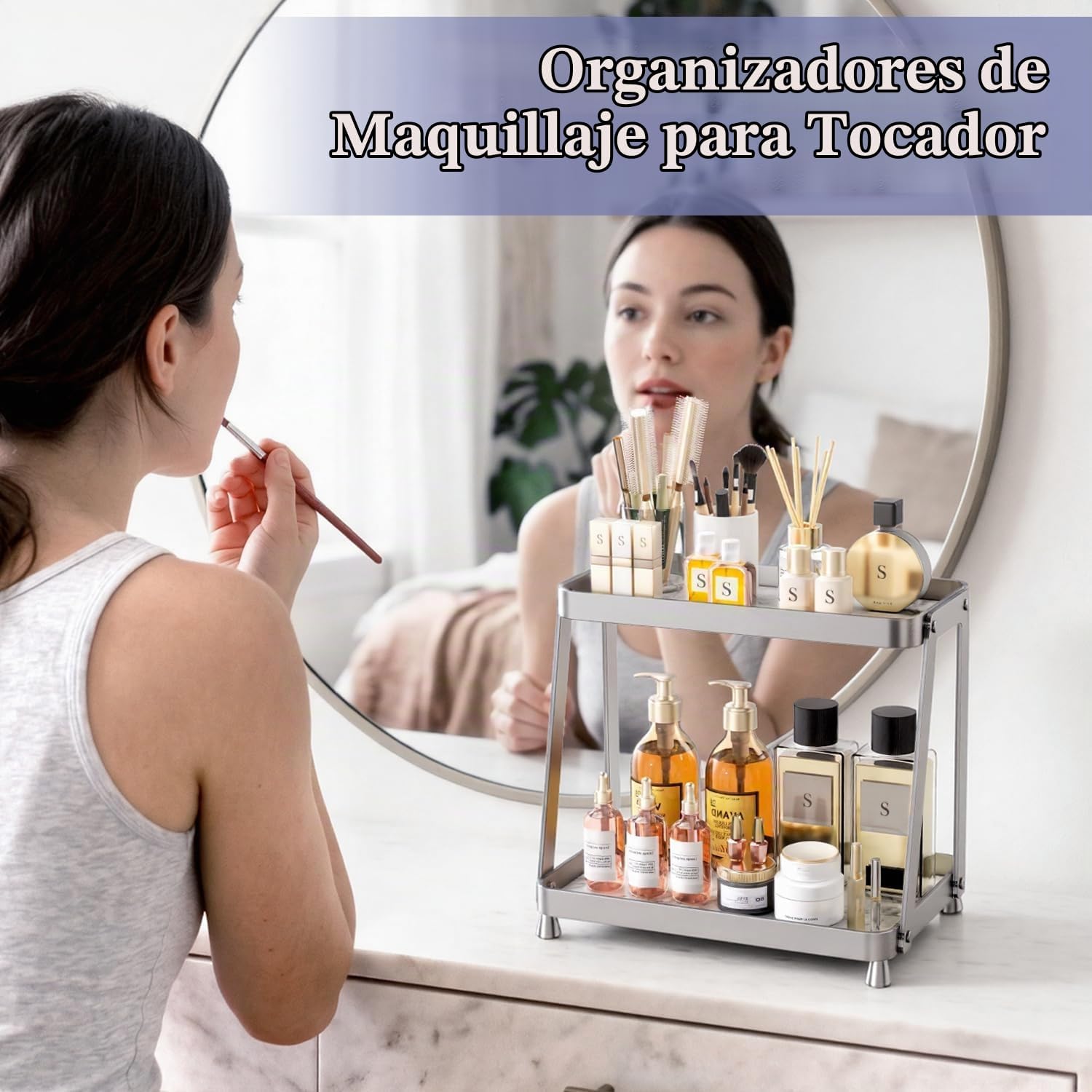 Organizador de mostrador de baño, organizador de maquillaje acrílic...