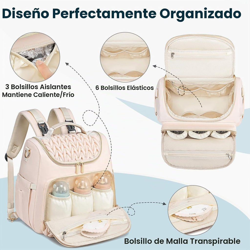 Tealari Mochila de pañales convertible 4 en 1, bolsa de pañales imp...