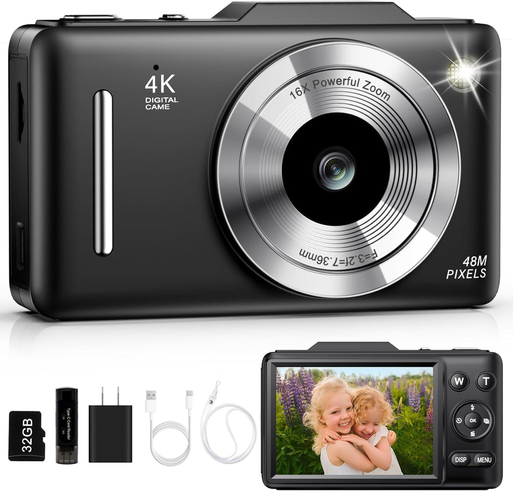 Cámara digital 4K para niños, cámara de enfoque automático de 48 MP...