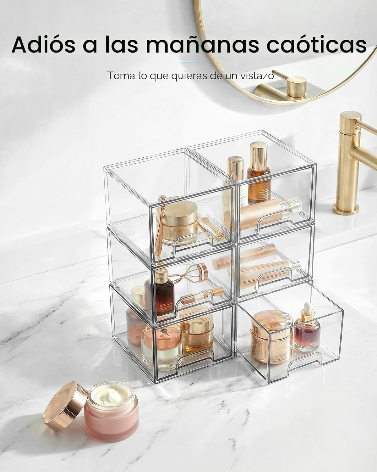 Vtopmart - 4 cajones de almacenamiento apilables transparentes pequ...