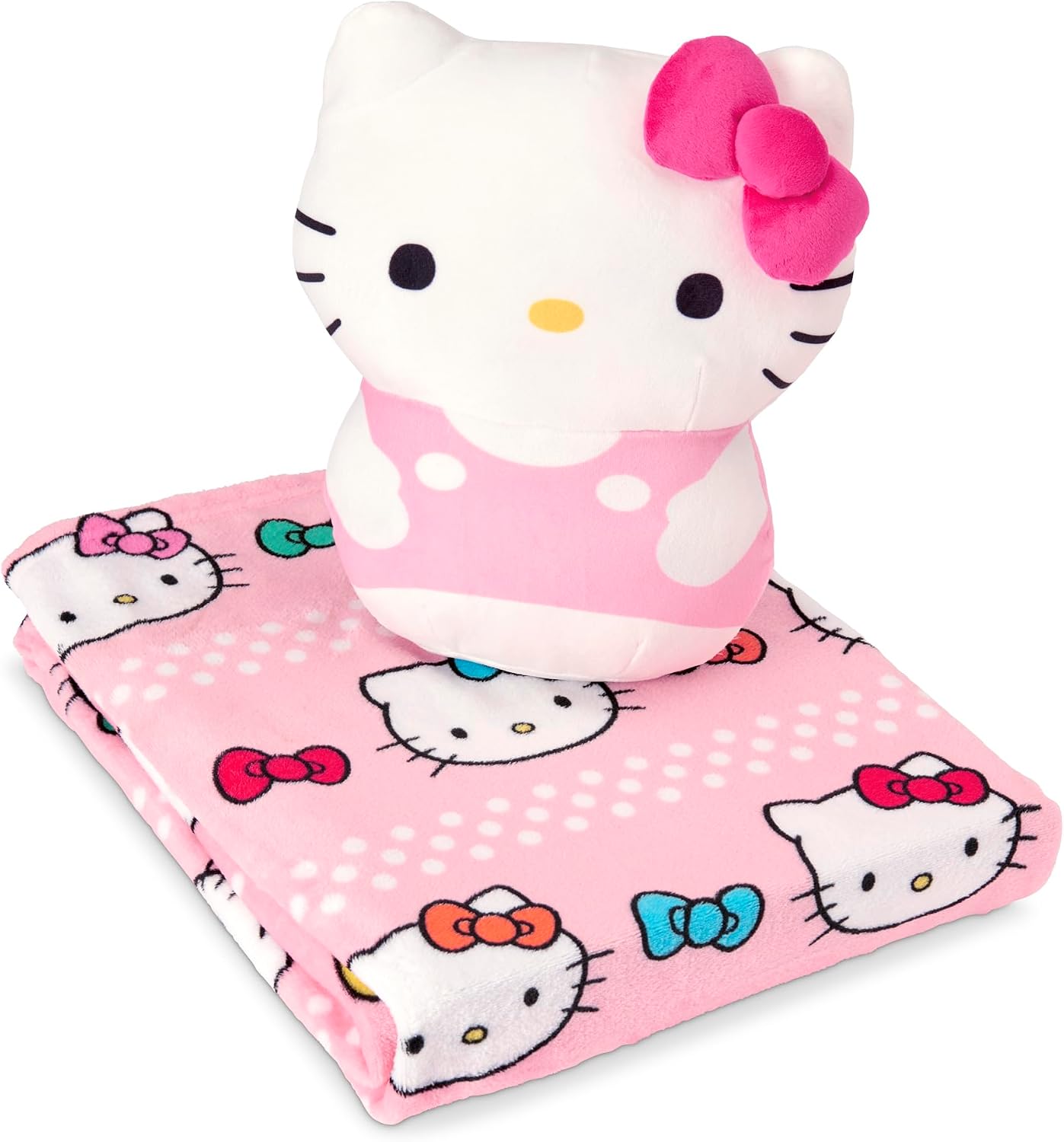 Northwest Hello Kitty Bowtastic Hugger - Juego de almohada y manta...