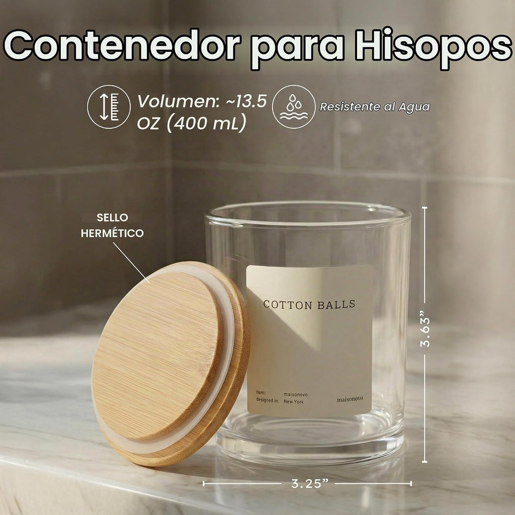 MaisoNovo Recipientes de baño de vidrio con tapas (hermético), sopo...