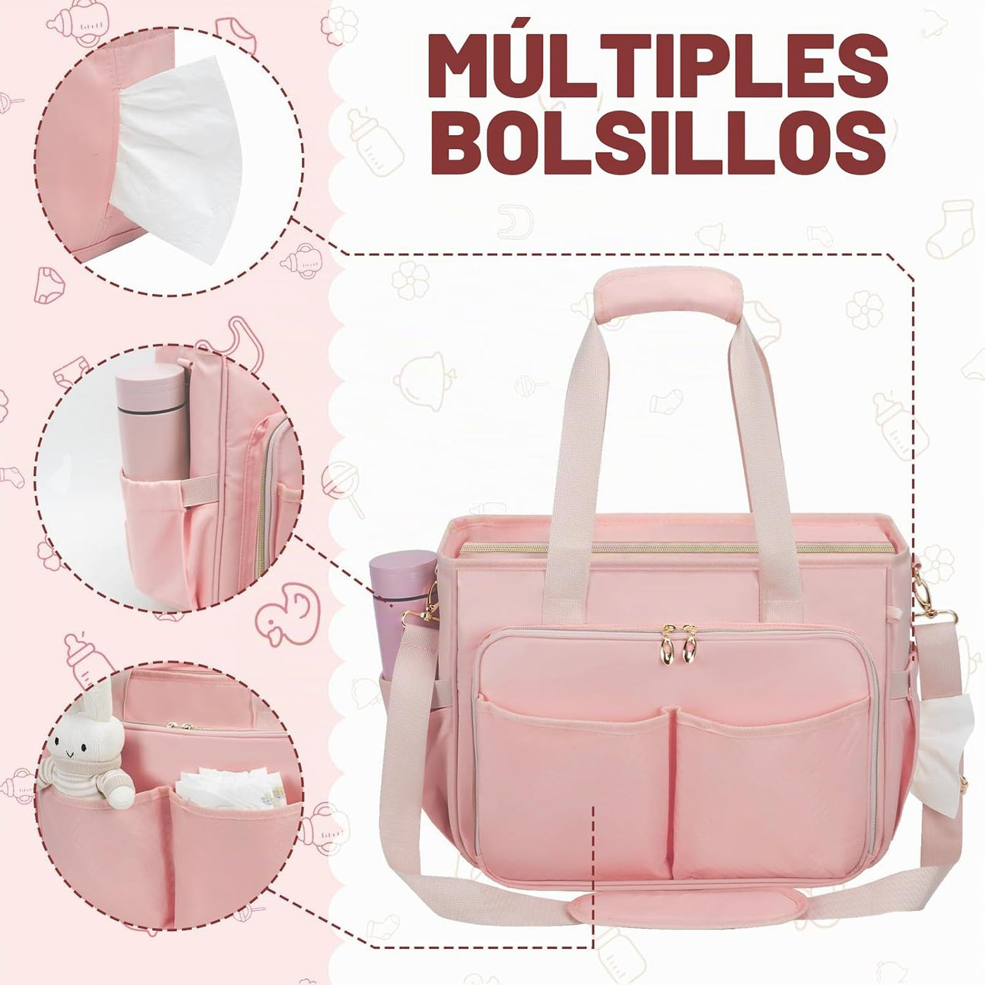 GDNasist Bolsa de pañales, bolsa de pañales de viaje de gran capaci...