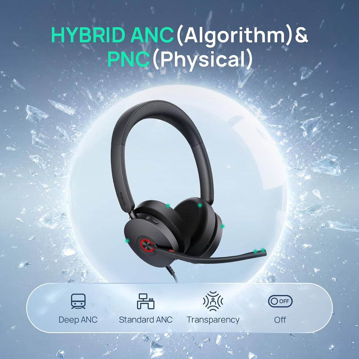 Yealink Auriculares USB-C\/A con cable UH48 ANC, 6 micrófonos con |...