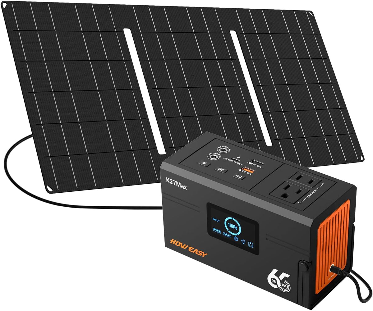 HOWEASY Estación de energía portátil 135W (pico de 270W), panel sol...