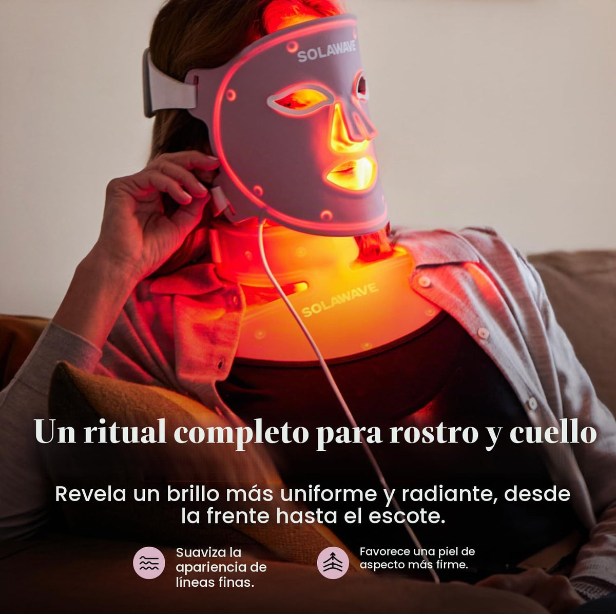 Solawave Máscara facial de terapia de luz y máscara de cuello y pec...