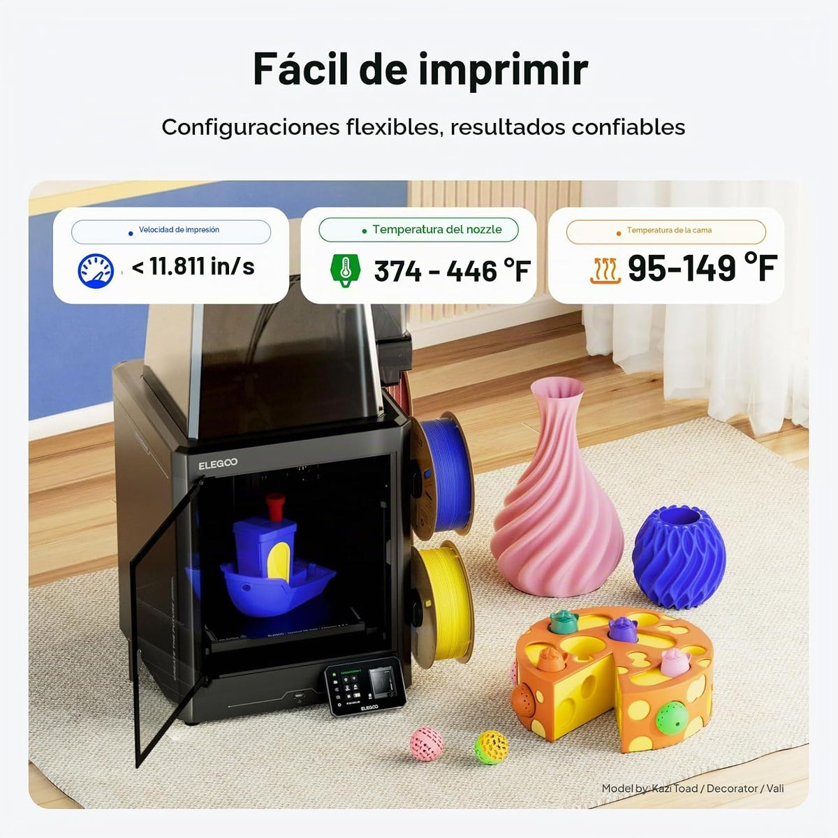 ELEGOO Filamento PLA para impresora 3D de 0.07 in, 8.8 lbs, rojo\/a...