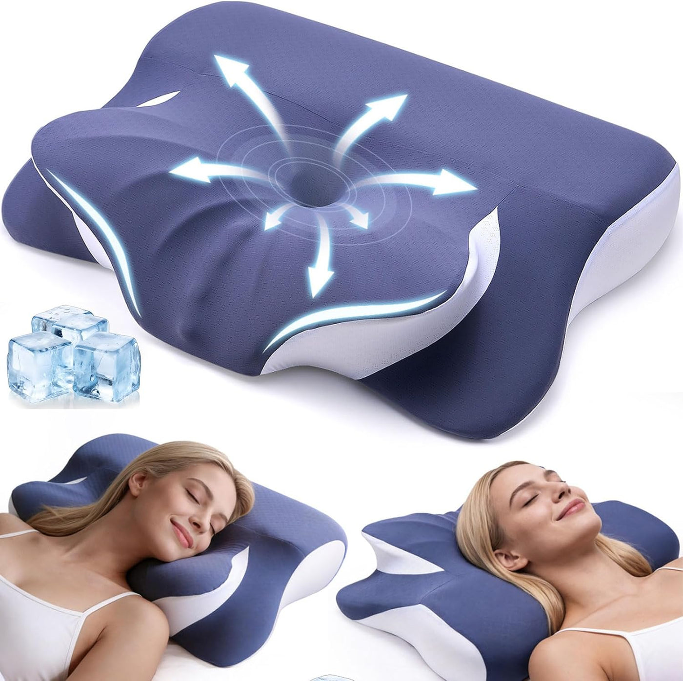 Almohada cervical ergonómica, doble cara cuello y hombro, alivio de...