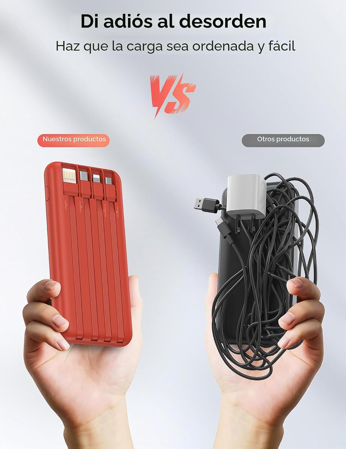 Nusyddy Cargador portátil 10000mAh con 4 cables incorporados y 6 sa...