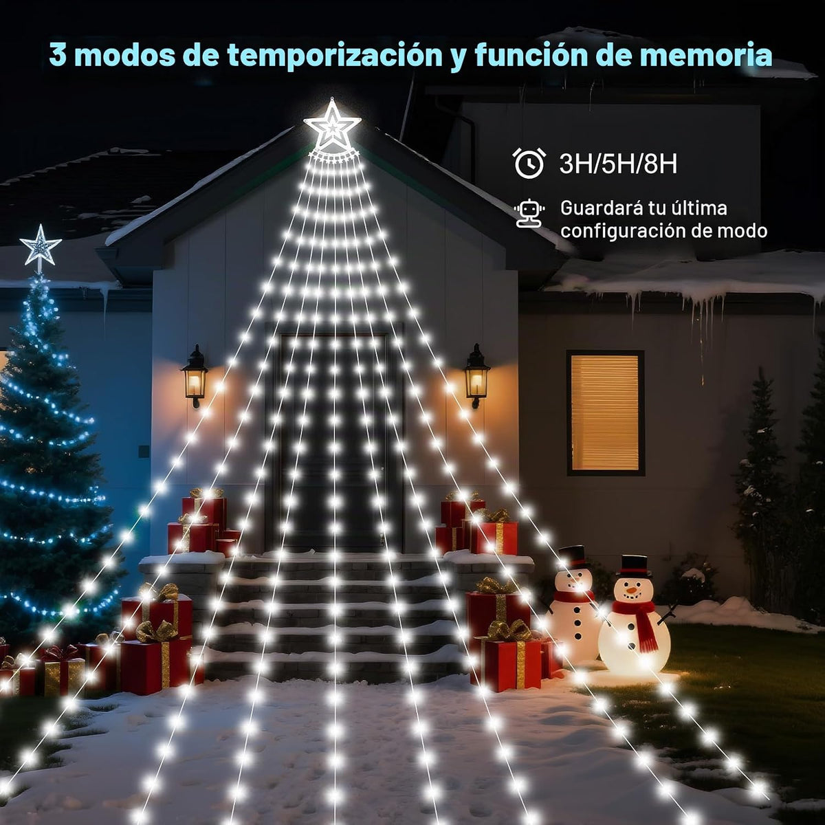 Luces solares para árbol de Navidad al aire libre, 532 LED de 18.37...