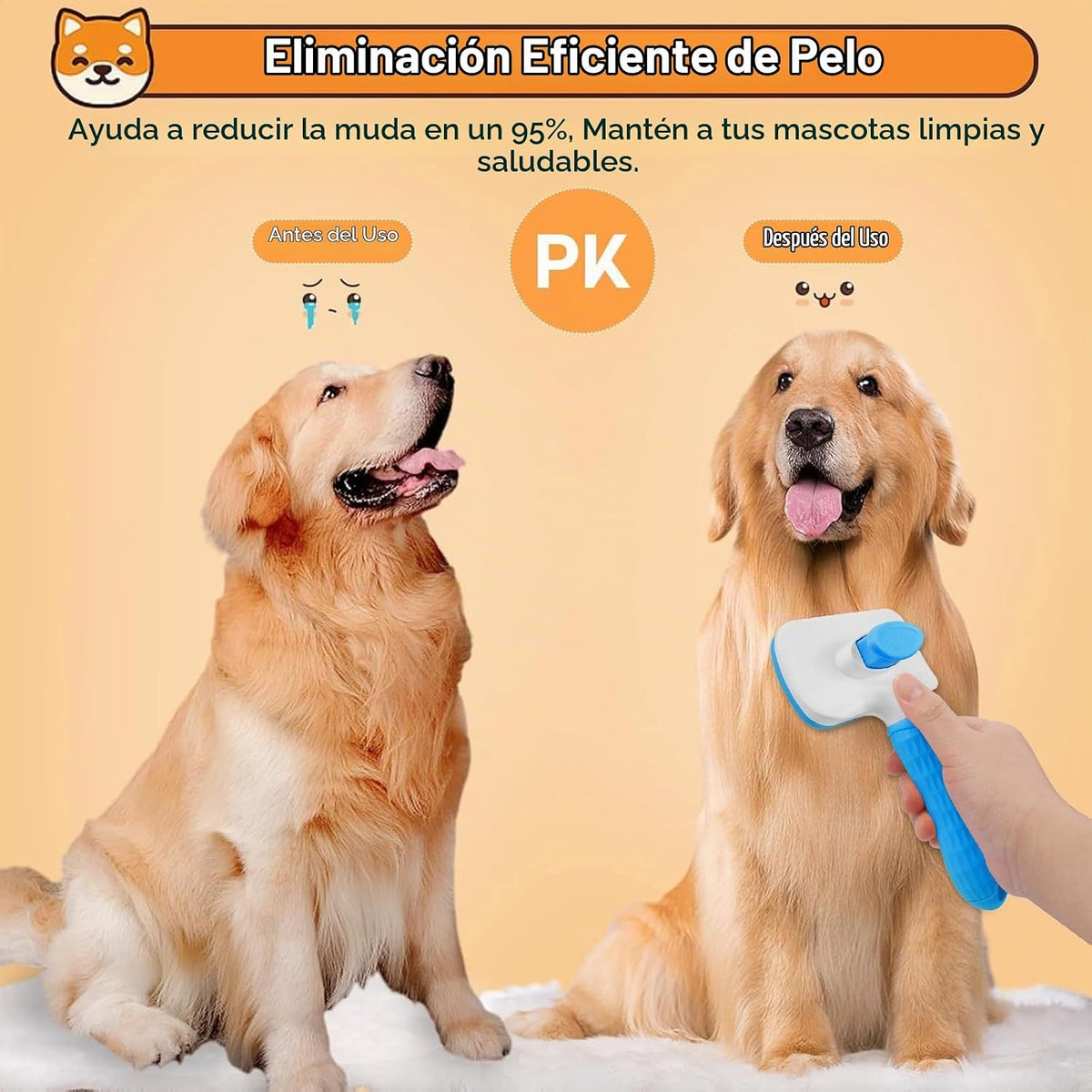 PWOD Cepillo para perros y gatos, cepillo deslizante de autolimpiez...