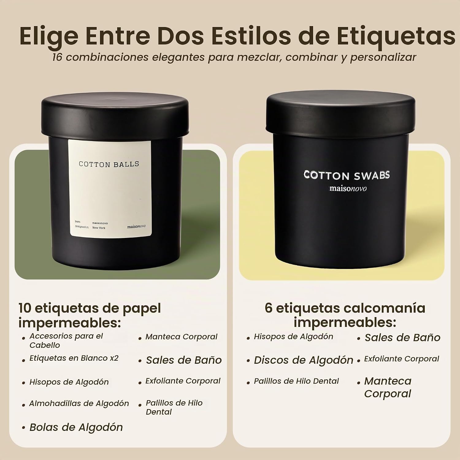 MaisoNovo Recipientes de vidrio para baño con tapas (hermético), so...