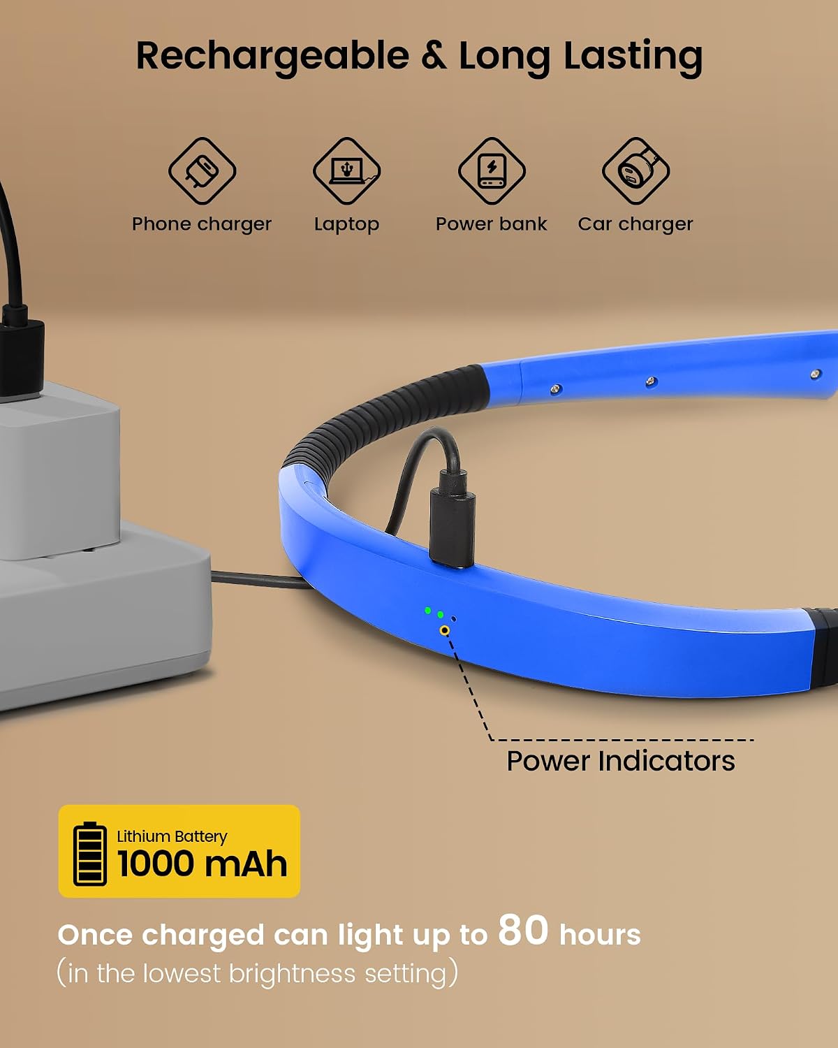 Glocusent Luz LED de lectura mejorada para el cuello y luz ergonómi...