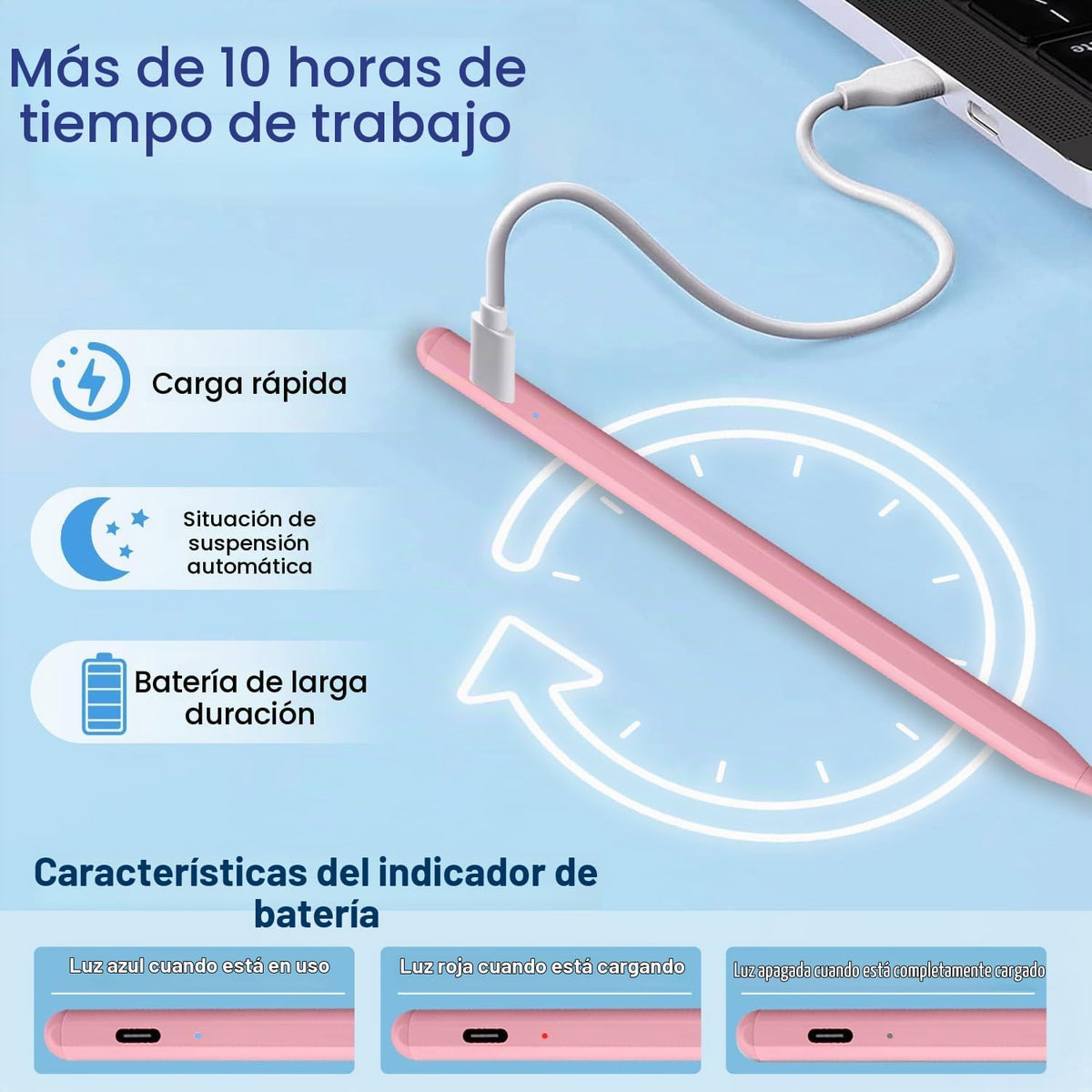 BLEBLE - Lápiz capacitivo para iPad 2018-2026, lápiz de carga rápid...