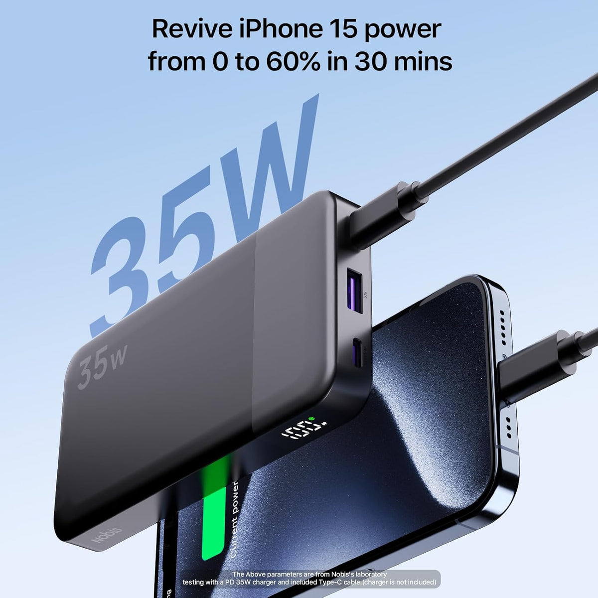 NOBIS Cargador portátil, banco de energía de 45 W 20000 mAh y banco...