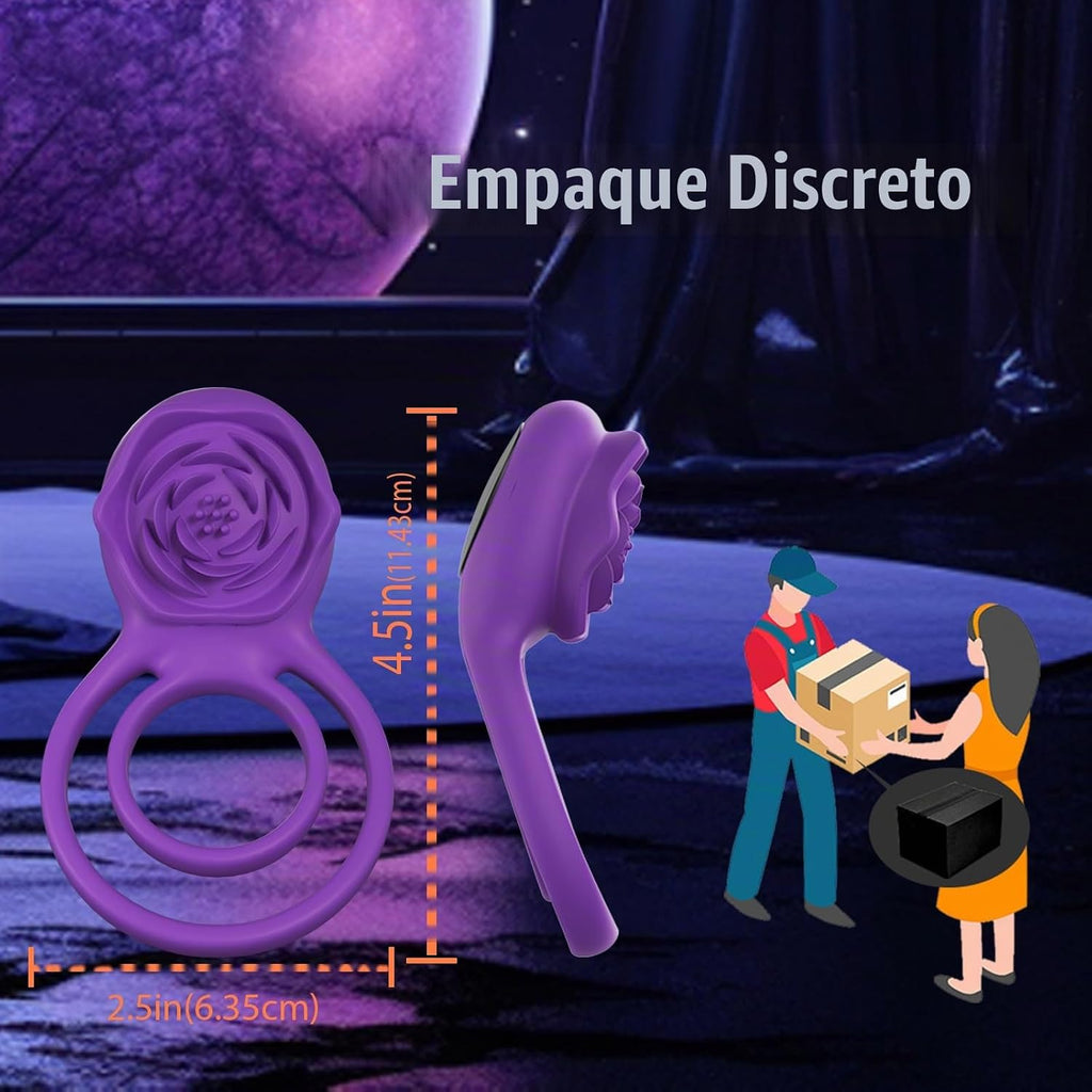 MOVGANI - Anillo vibrador para pene con estimulador de clítoris ros...
