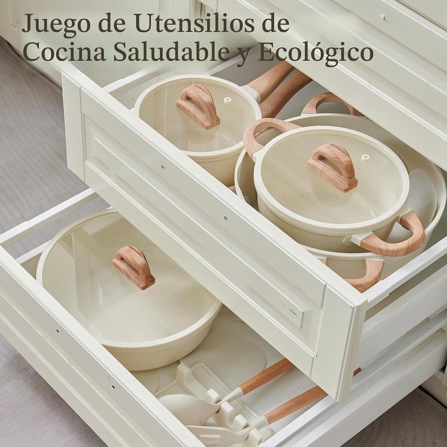 Juego de ollas y sartenes antiadherentes, no tóxicos, 22 piezas de...