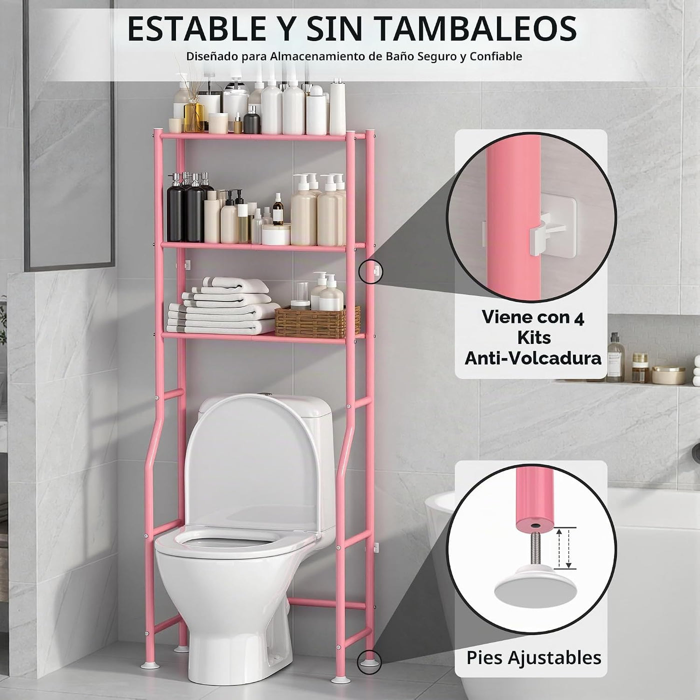 ASCENREST Estante de Almacenamiento de 3 Niveles sobre el Inodoro,...