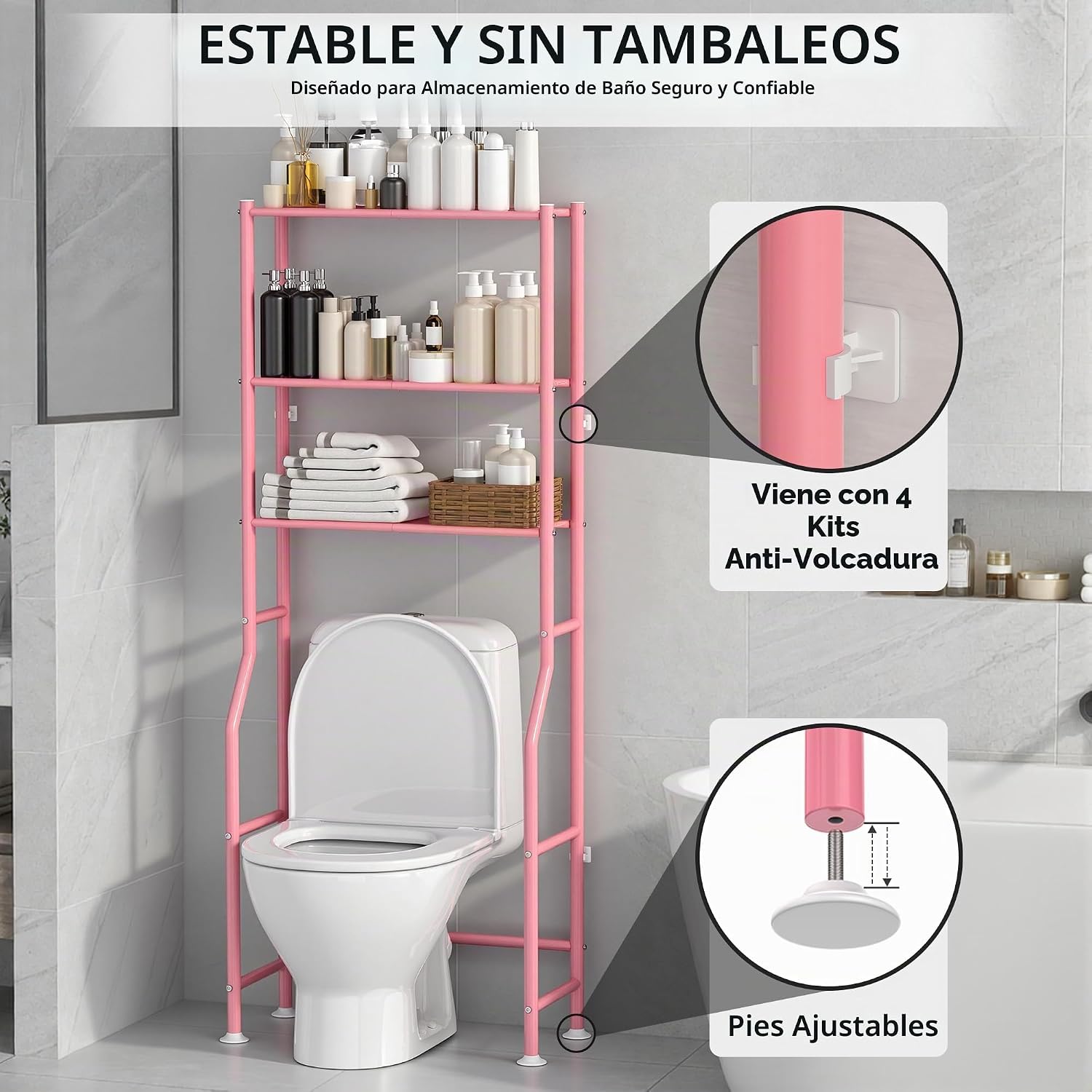 ASCENREST Estante de Almacenamiento de 3 Niveles sobre el Inodoro,...