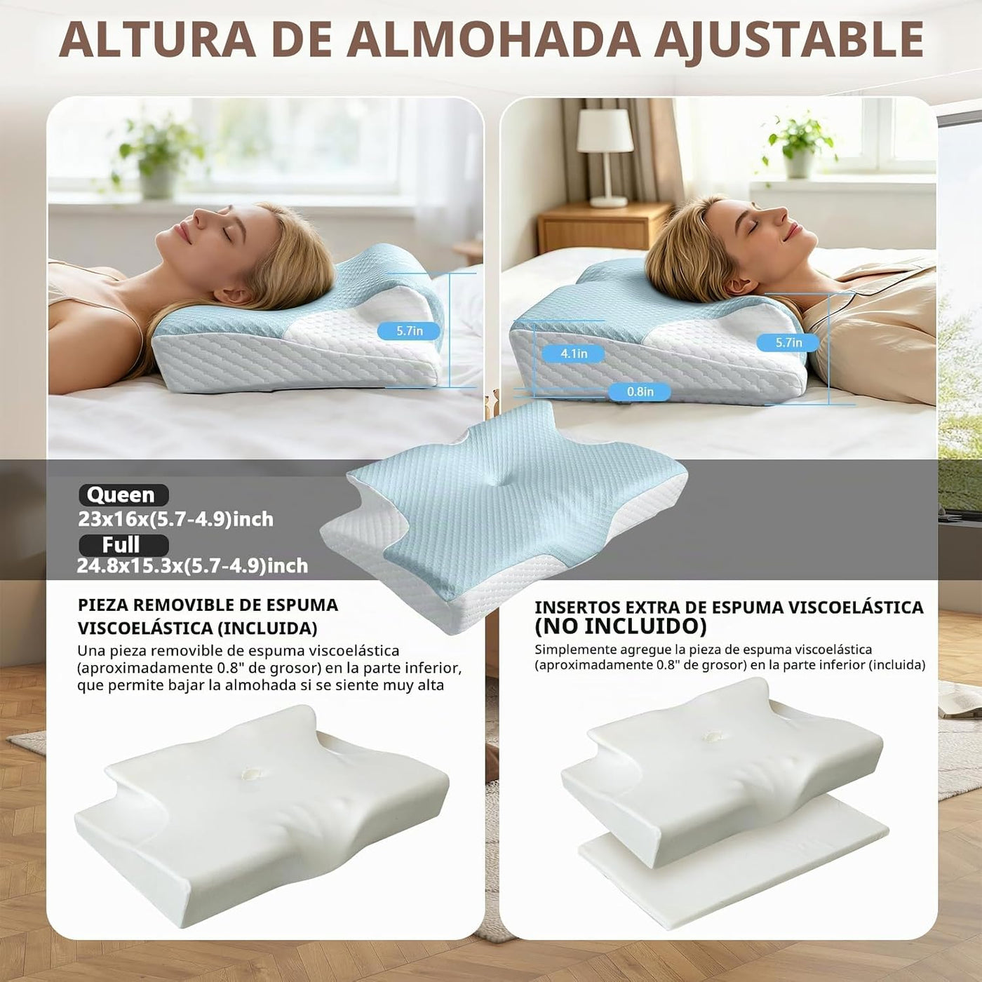 Almohada cervical ergonómica para aliviar el dolor de cuello, almoh...