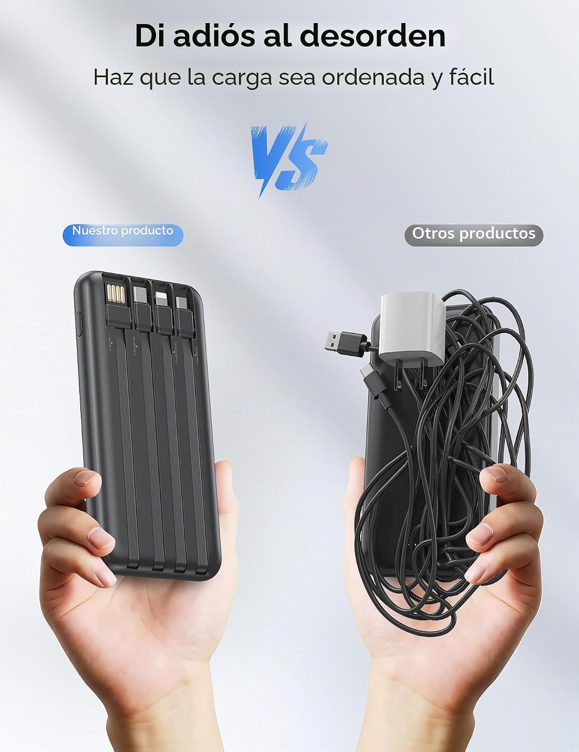 Nusyddy Cargador Portátil 10000mAh con 4 Cables Integrados y 6 Sali...
