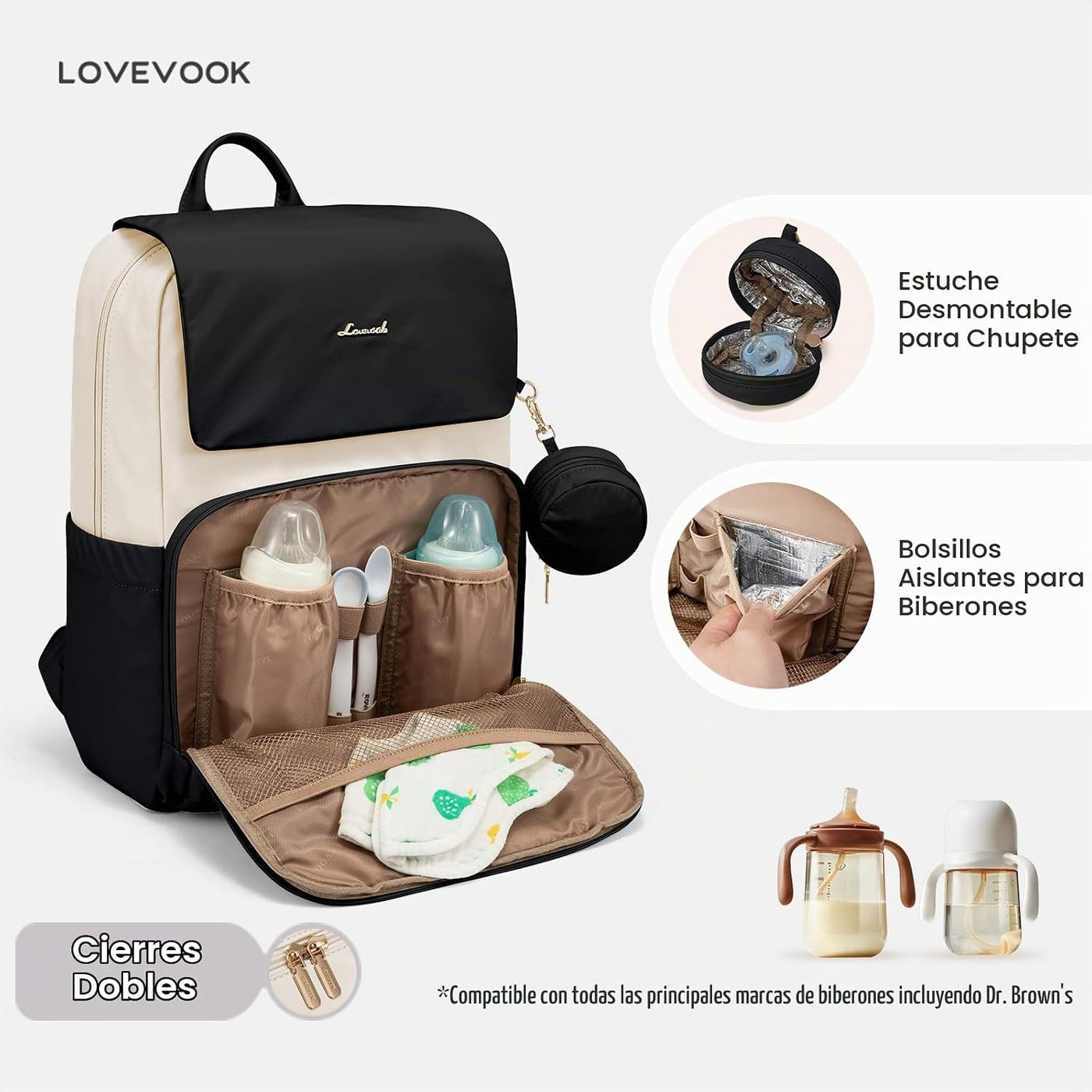 LOVEVOOK Mochila para Pañales, Bolsas de Viaje para Bebés para Niño...
