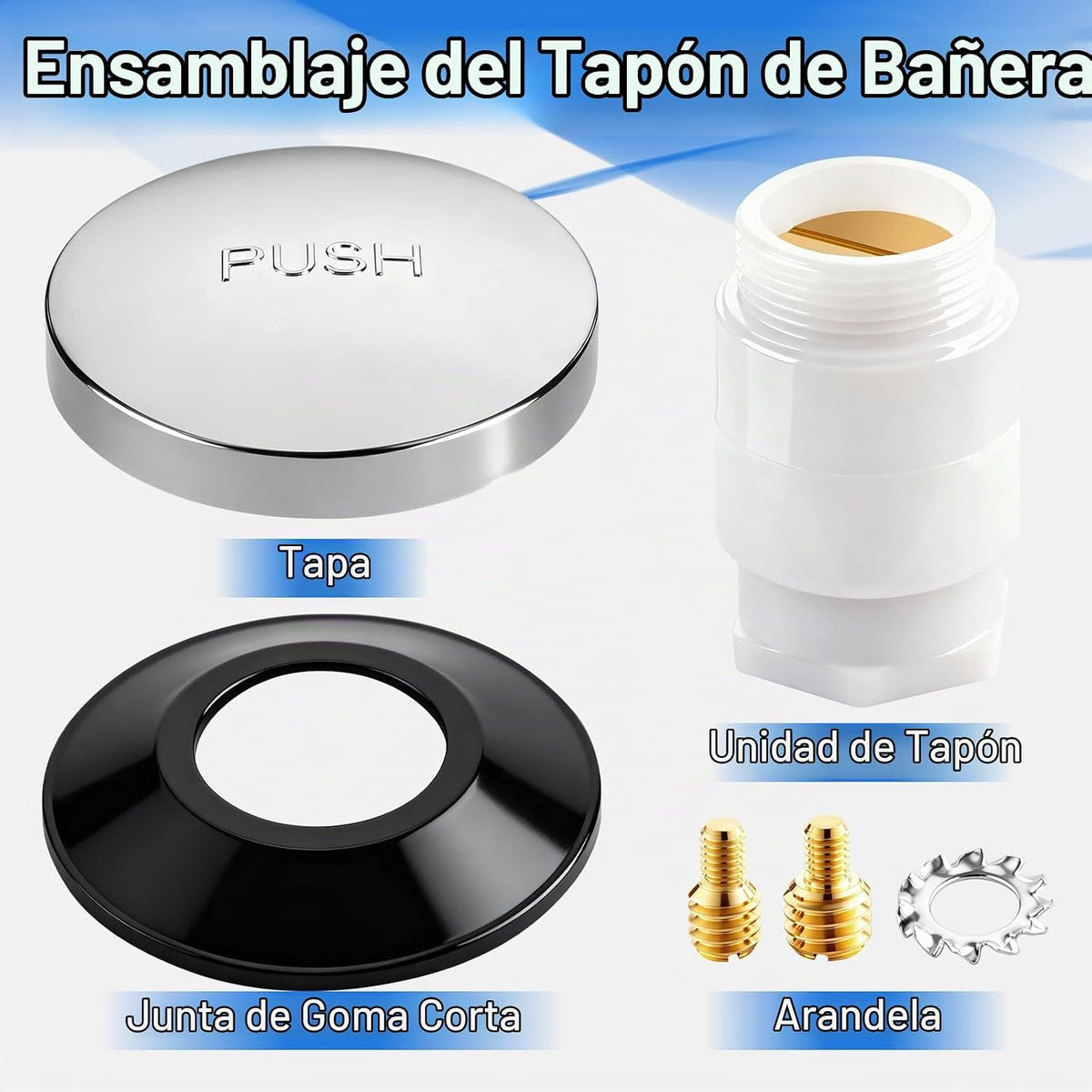 1 juego de tapón de drenaje de bañera con adaptador de pernos de ro...