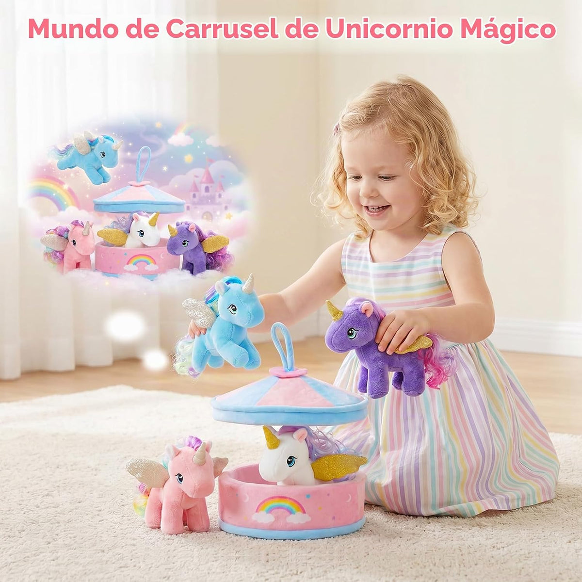 OUOZZZ Juguetes de unicornio para niñas, 4 mini peluches | Casa de...