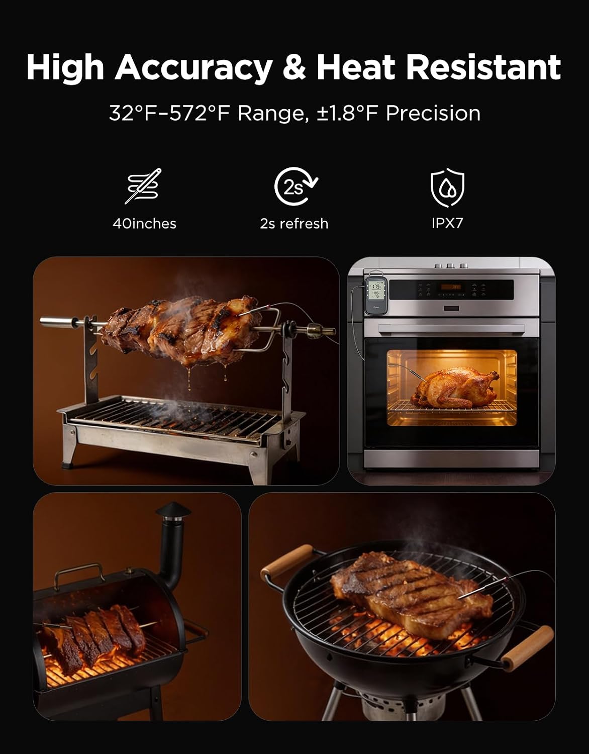 Termómetro digital para carne Govee Bluetooth con alertas de aplica...