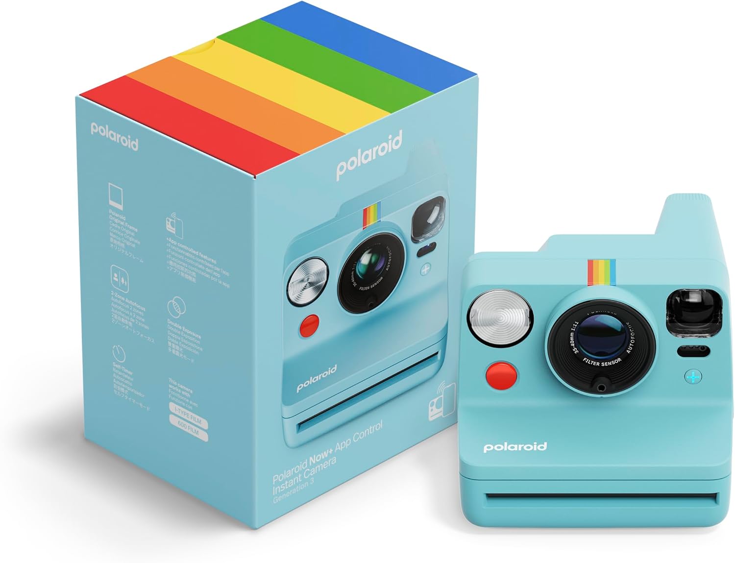 Polaroid Now+ - Cámara de película instantánea tipo I de tercera ge...