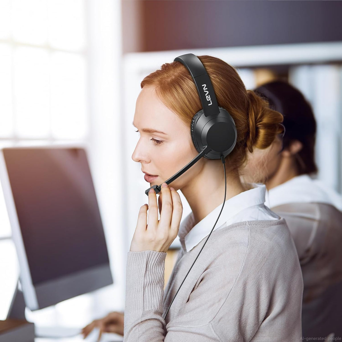 LEVN Auriculares con micrófono, auriculares USB con micrófono para...