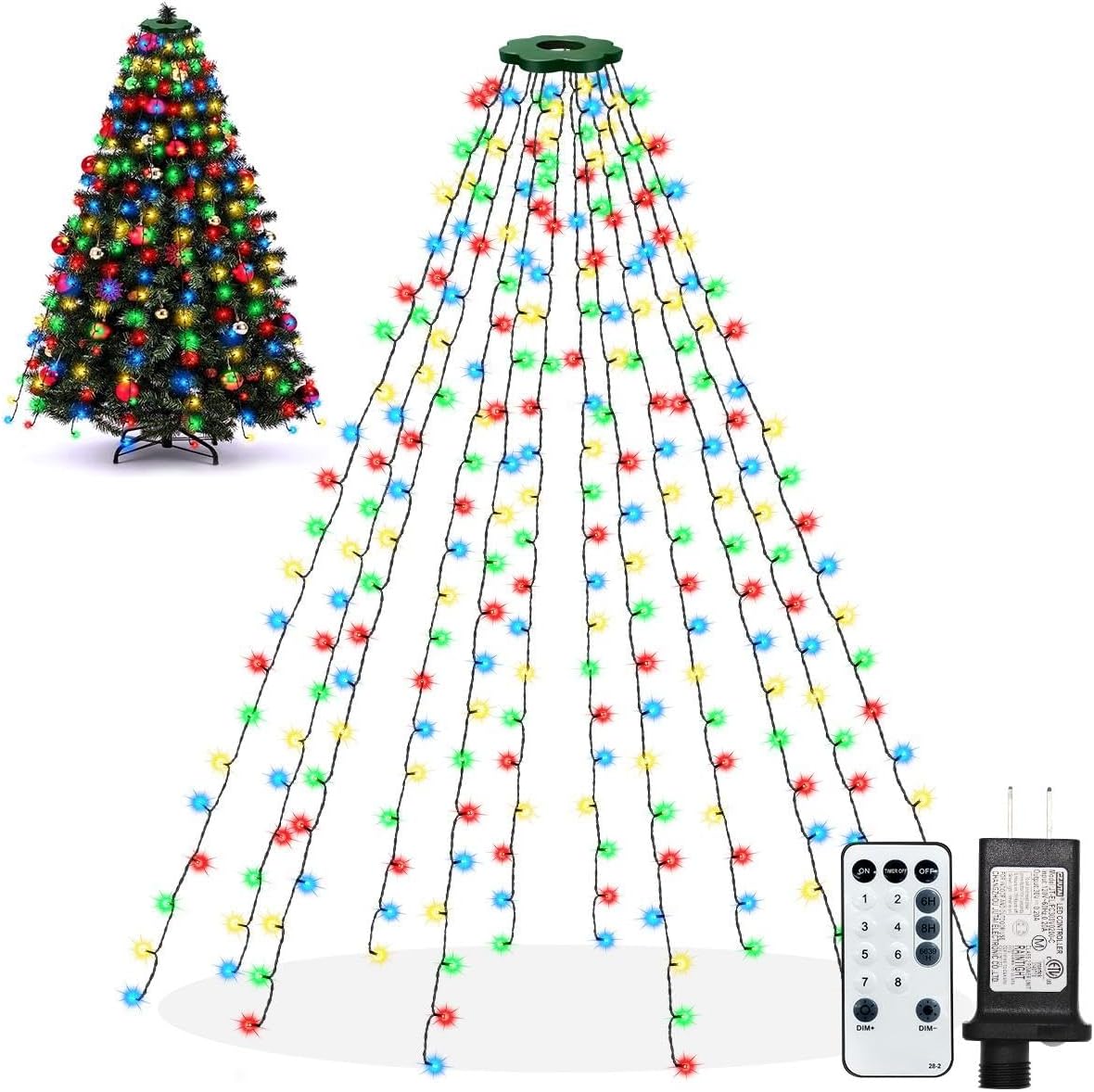 Luces para árbol de Navidad, luces de decoración de árbol, luces de...
