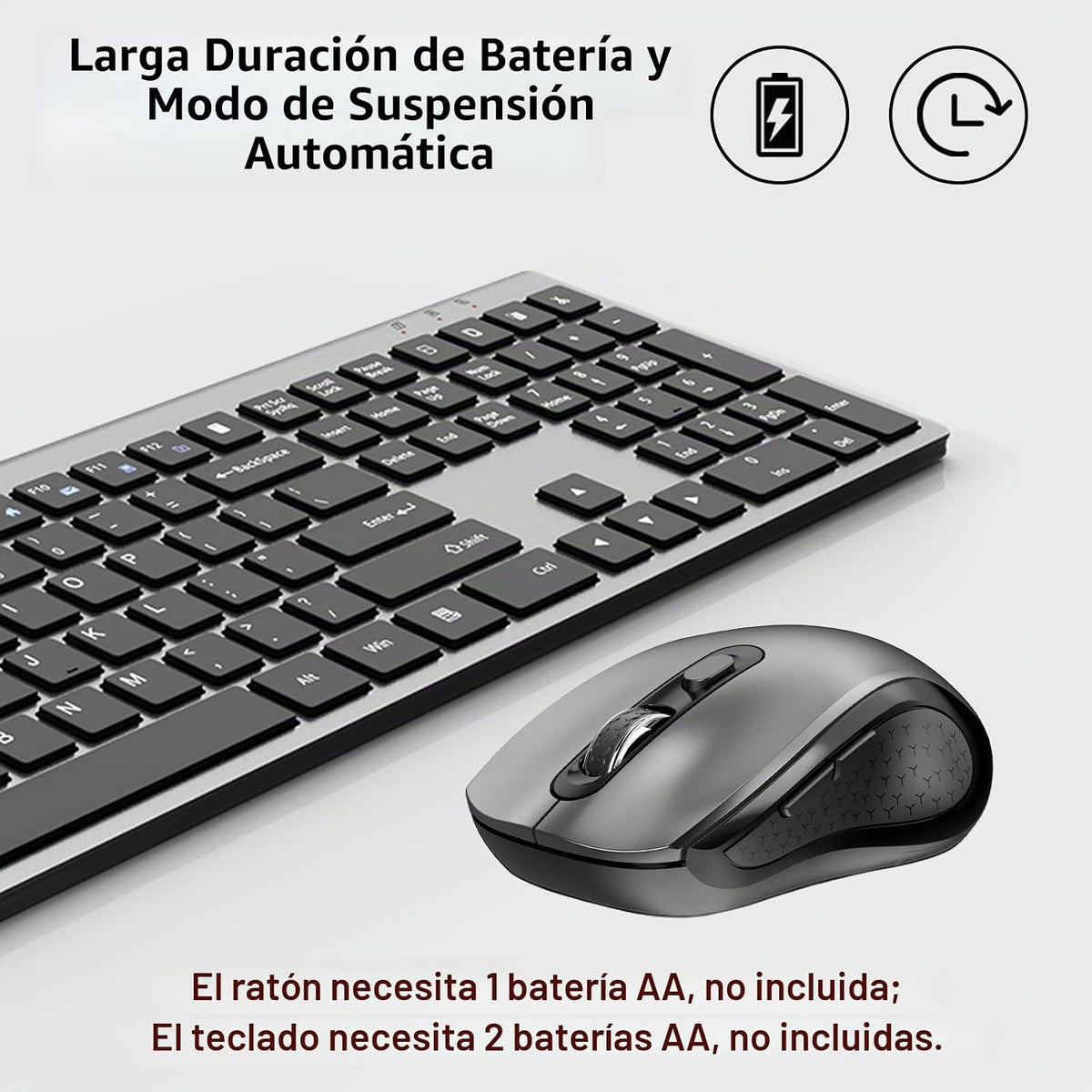 Combo inalámbrico del teclado y del ratón, teclado completo silenci...