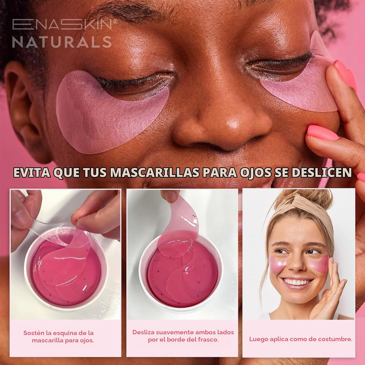 Enaskin Naturals Parches de cafeína debajo de los ojos para la hinc...