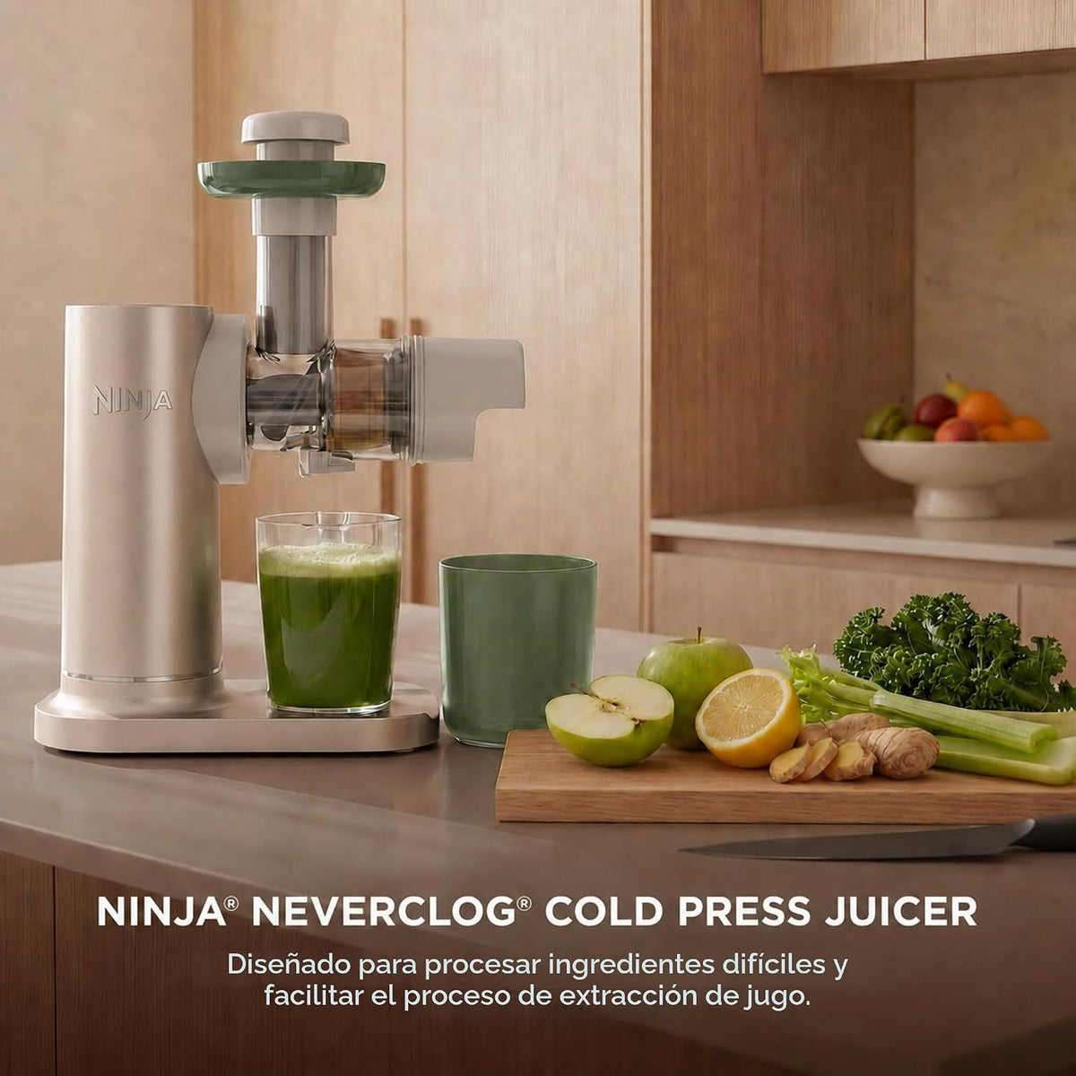 Ninja NeverClog - Exprimidor de prensa en frío, jarra de 24 onzas,...