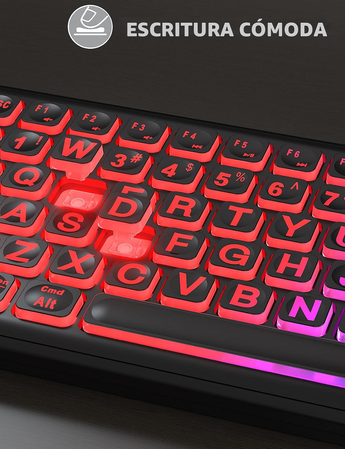 Combo de teclado y ratón inalámbricos, retroiluminación RGB, recarg...