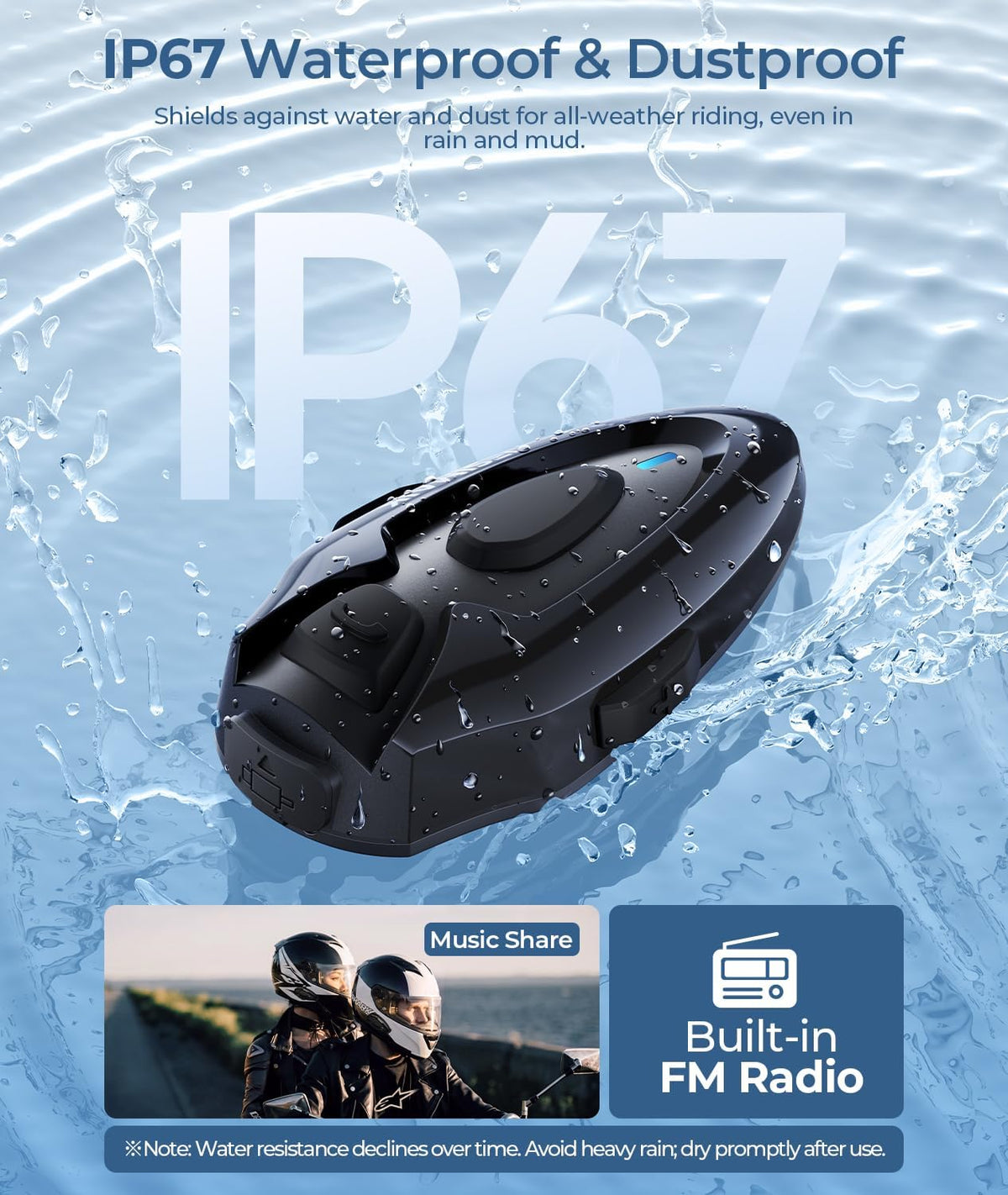 JESIMAIK Auriculares Bluetooth para motocicleta, intercomunicador B...