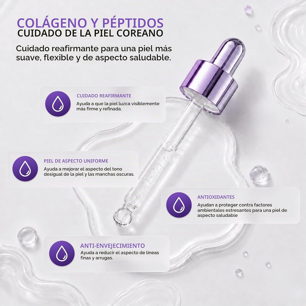 Clear Beauty Peptides Serum para la cara con colágeno, reafirmante...