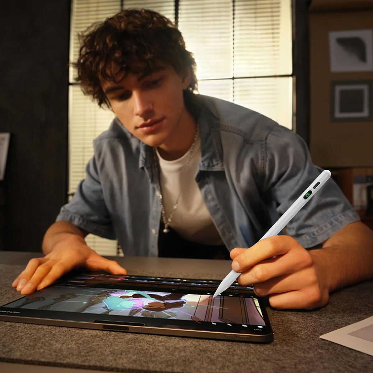 Lápiz para Apple, Rechazo de palma con sensibilidad a la inclinació...