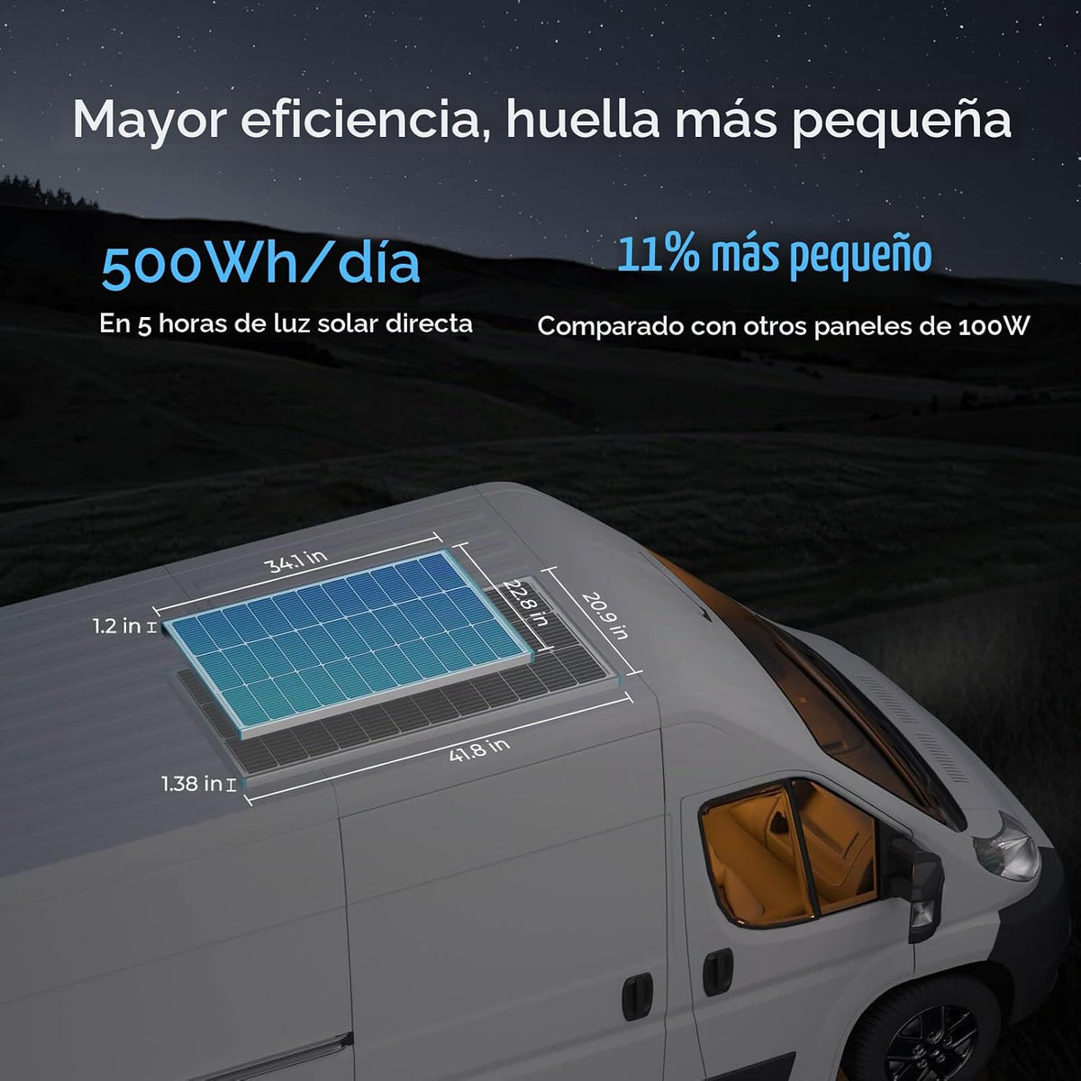 Renogy 4 piezas de paneles solares de tipo N de 100 vatios 16BB, pa...