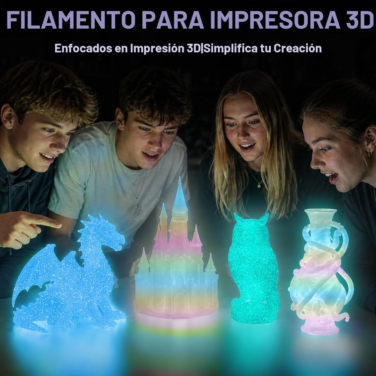 Colourbing Filamento de impresora 3D PLA+ que brilla en la oscurida...