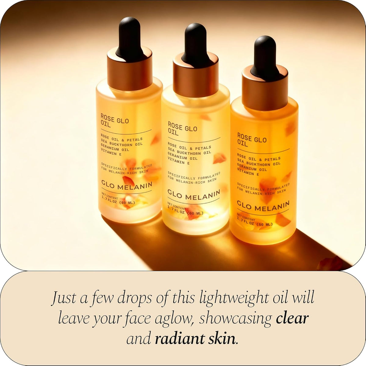 Glo Melanin Aceite Rose Glo \u2013 Aceite facial y corporal natural...