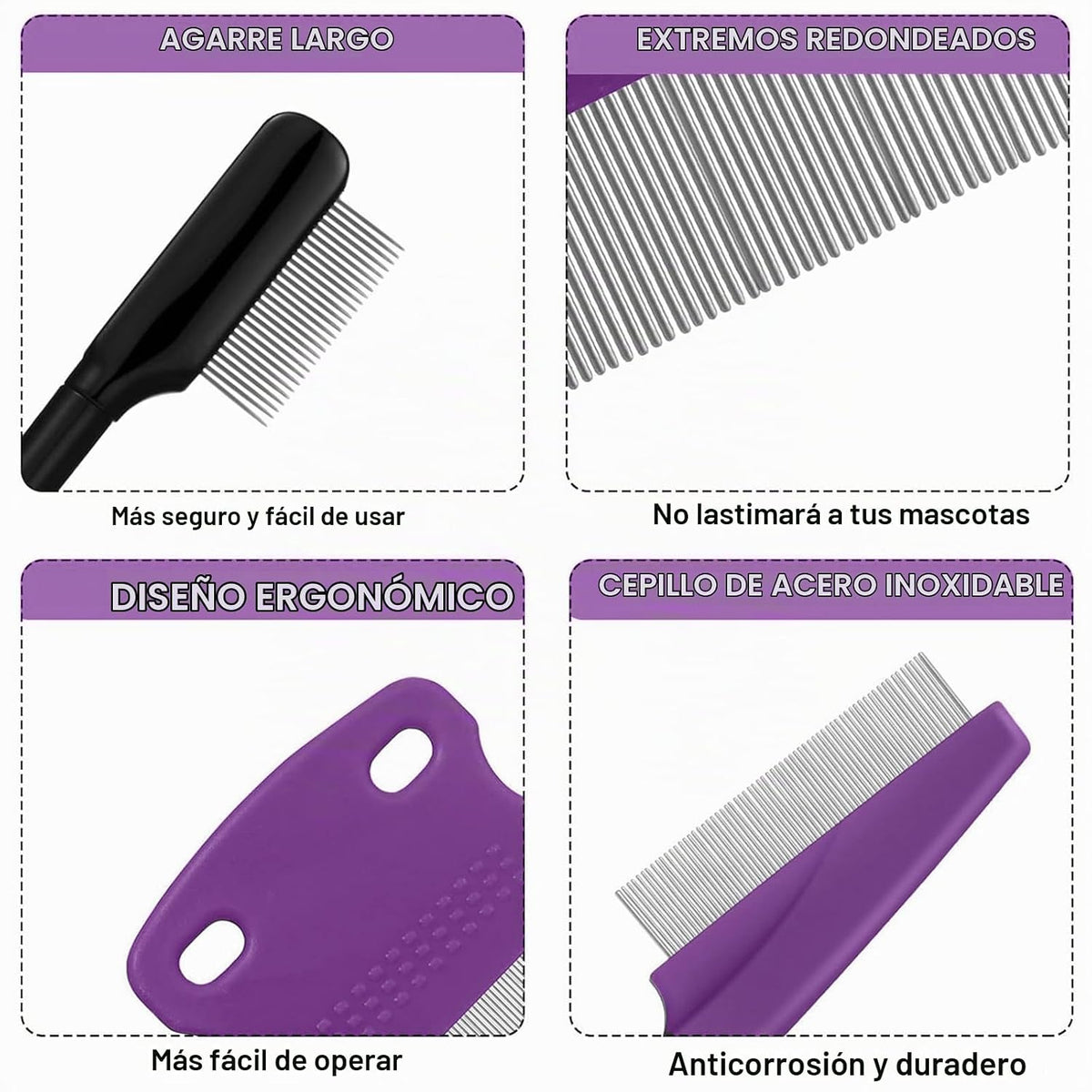 Fullhawl - 5 peines quitamanchas para ojos de perro, color morado,...