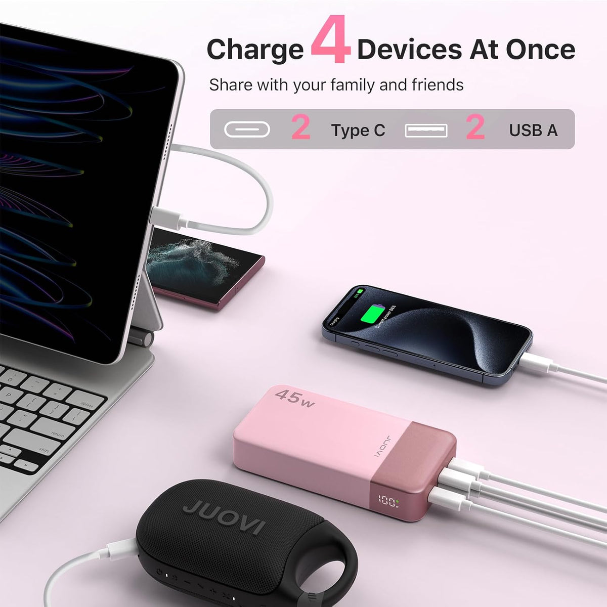 Cargador portátil JUOVI Power Bank 45W 20000mAh | PD QC carga rápid...