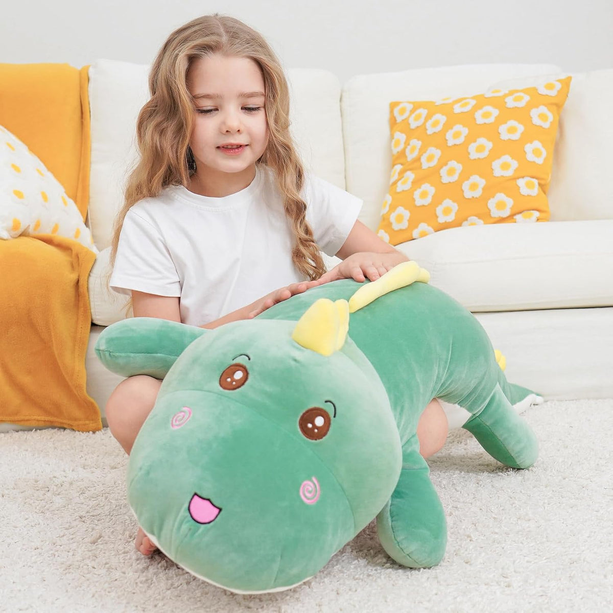 Tianmihou Almohada de felpa de dinosaurio gigante de 40 pulgadas, a...