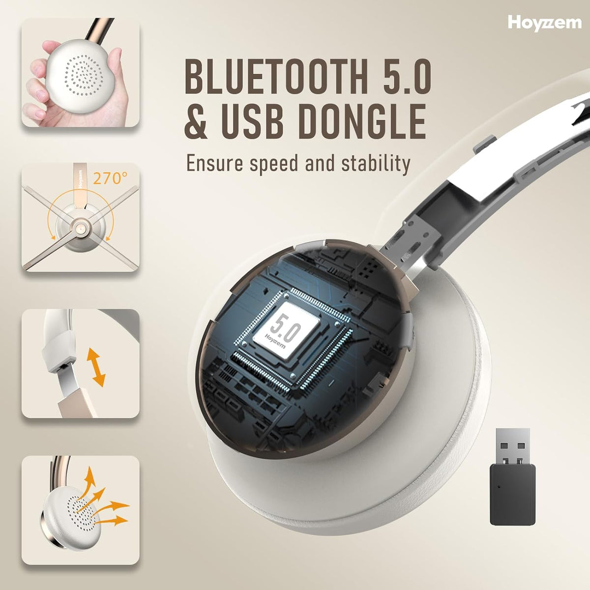 Auriculares Bluetooth, Auriculares Inalámbricos con Micrófono de Ca...