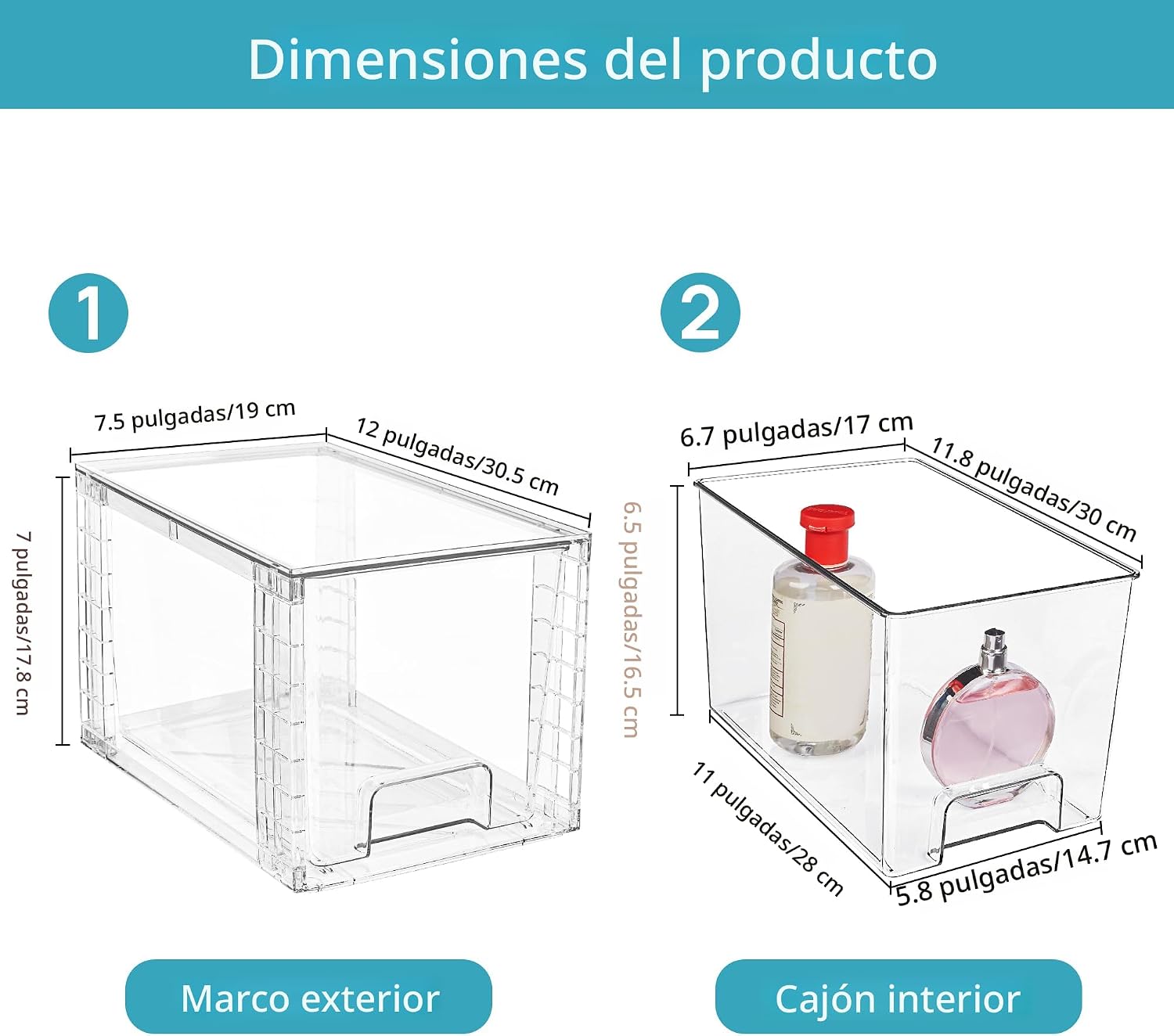 Vtopmart Paquete de 2 Cajones de Almacenamiento Apilables Grandes,...