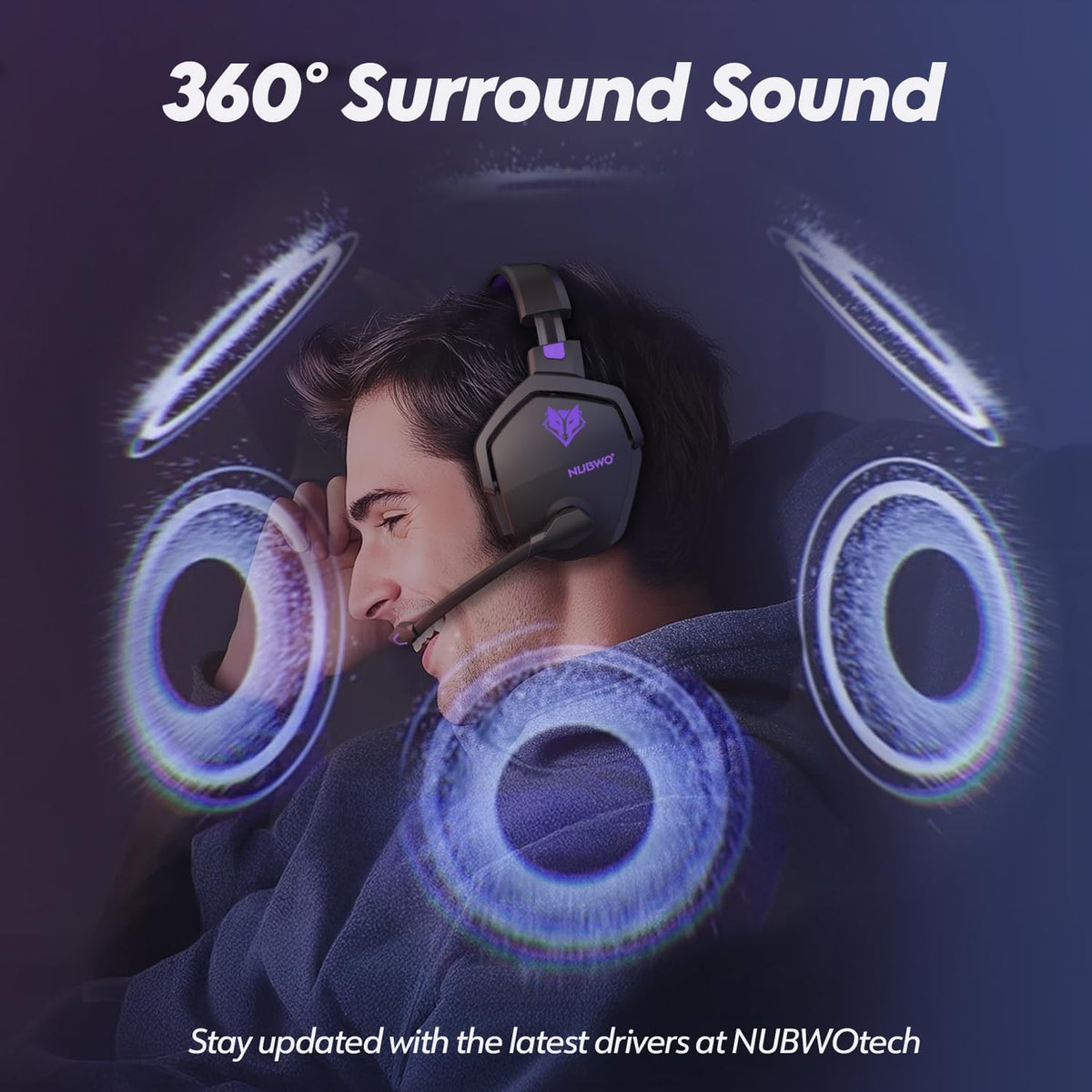 NUBWO Auriculares inalámbricos para juegos con micrófono para PC Ps...