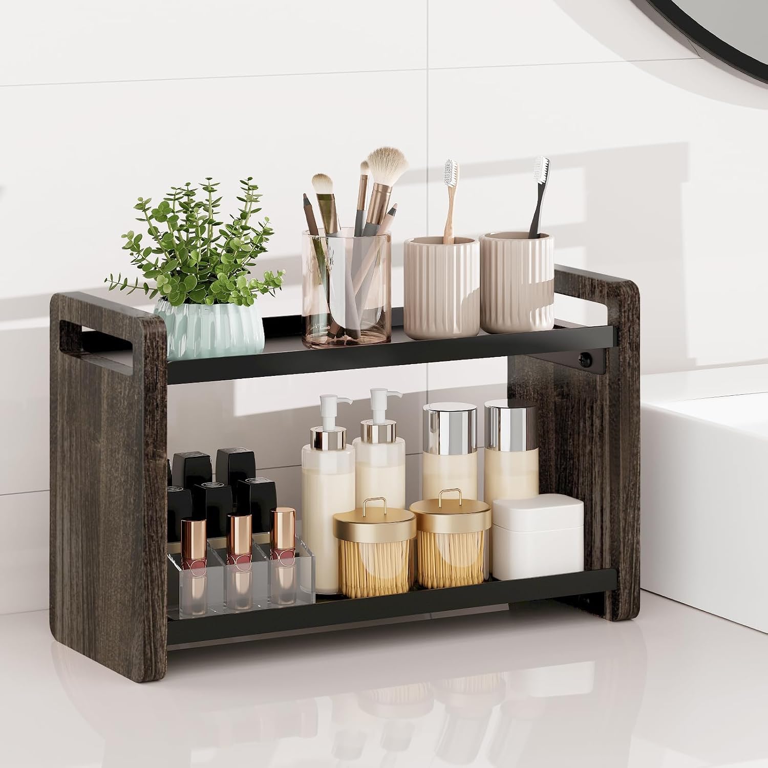 UJQSUN Organizador de mostrador de baño, estante de encimera de bañ...