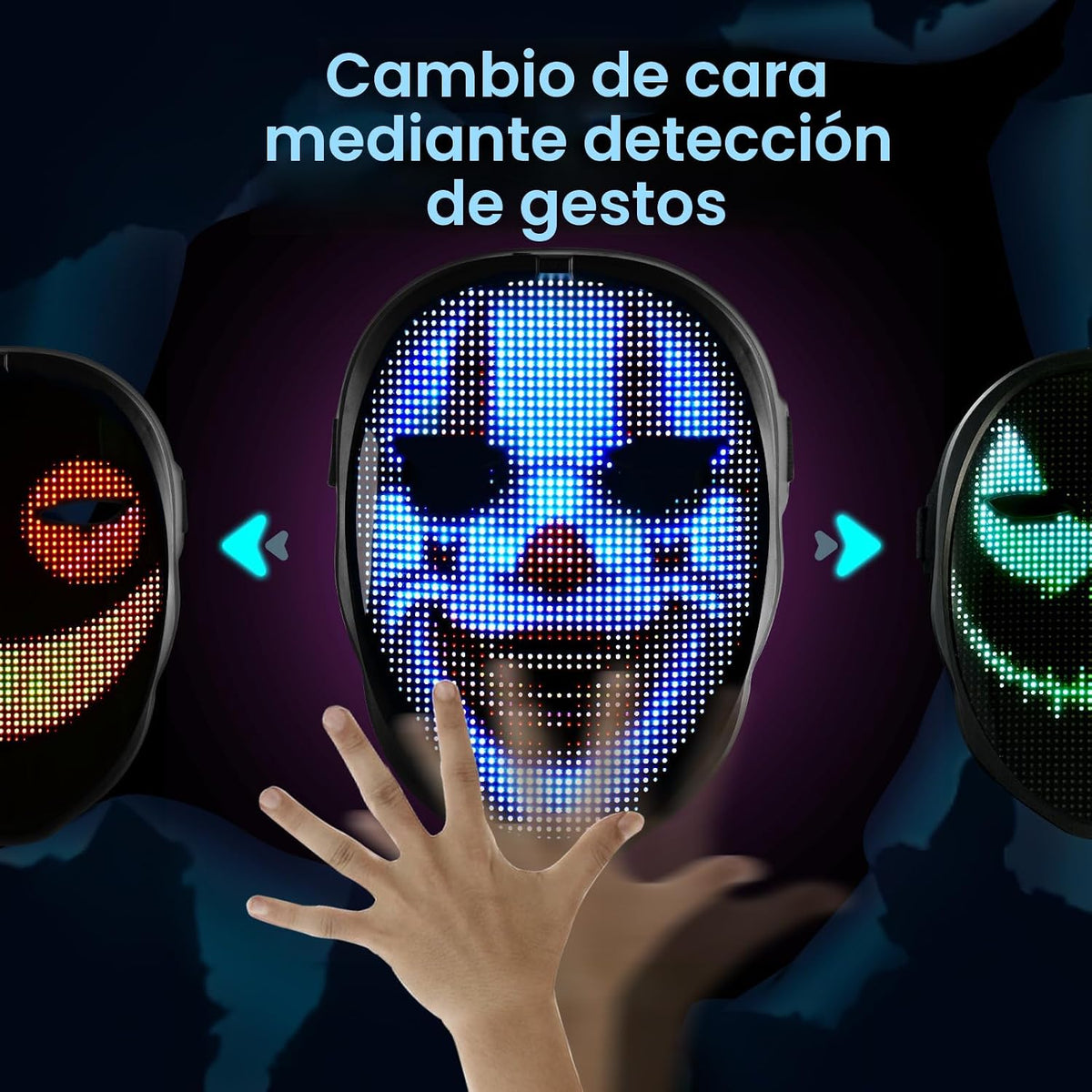 Máscara LED de Halloween Gootus con detección de gestos y personali...